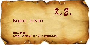 Kumer Ervin névjegykártya